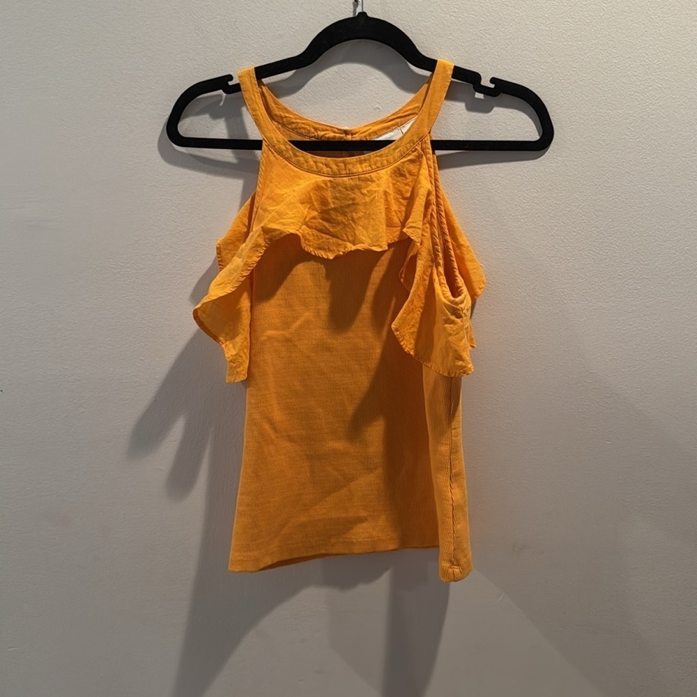 Anthropologie Maeve Ruffled Rib Halter Tank Small - Picture 4 of 7
